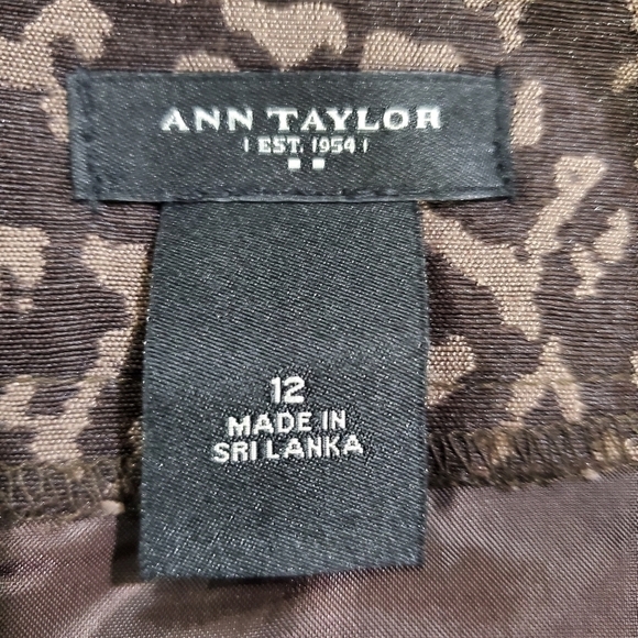 Ann Taylor Brown Animal Print A Line Business Career Skirt Size 12 - Picture 10 of 11